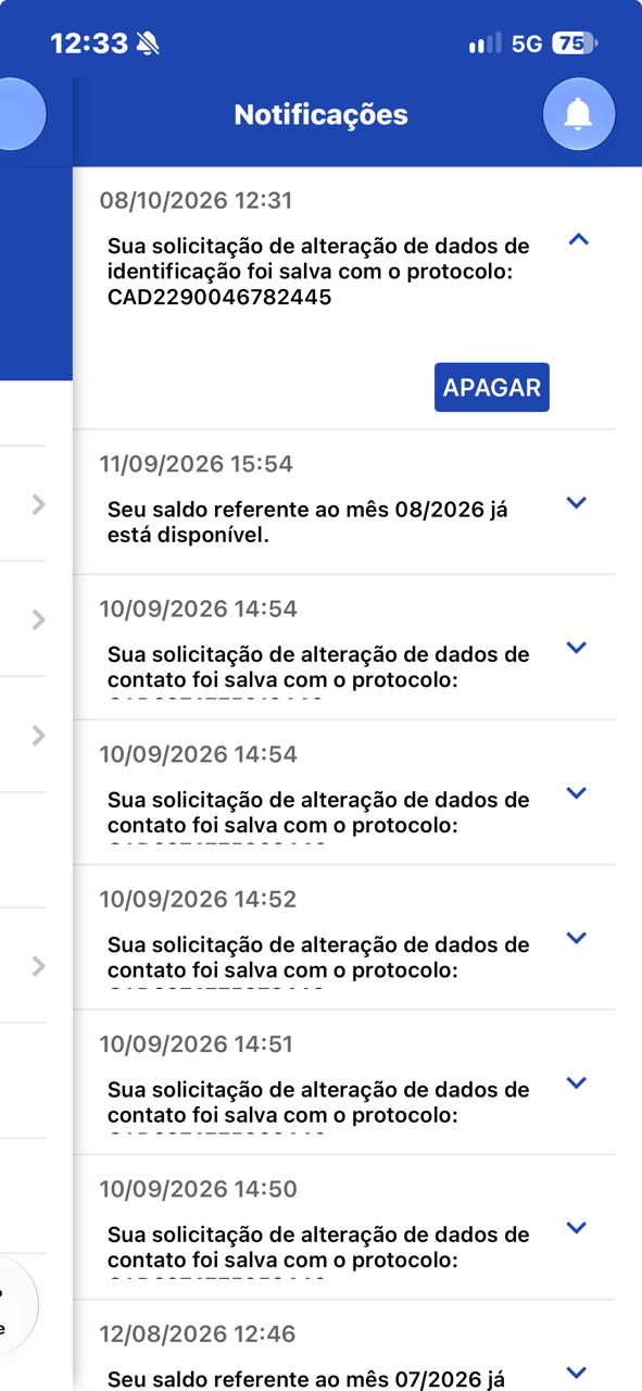Notificação de confirmação no aplicativo BRF Previdência